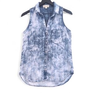 Anthropologie Cloth & Stone Sleeveless Tie-dye Chambray Top Womens Size XS